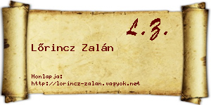 Lőrincz Zalán névjegykártya